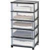 imageIRIS USA Plastic Drawer Storage Organizer Rolling Cart with Wheels Casters 4Drawers for Art Craft Supplies Bathroom Dorm Bedroom Laundry Room Wide BlackBlack