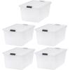 imageIRIS USA 132 Qt Stackable Plastic Storage Bins with Lids 1 Pack  BPAFree SeeThrough Organizing Solution Latches Durable Nestable Containers Secure Pull Handle Made in USA  ClearPearl