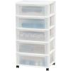 imageIRIS USA Plastic Drawer Storage Organizer Rolling Cart with Wheels Casters 4Drawers for Art Craft Supplies Bathroom Dorm Bedroom Laundry Room Wide BlackPearlWhite