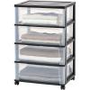 imageIRIS USA Plastic Drawer Storage Organizer Rolling Cart with Wheels Casters 4Drawers for Art Craft Supplies Bathroom Dorm Bedroom Laundry Room Wide BlackBlack