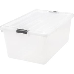 imageIRIS USA 132 Qt Stackable Plastic Storage Bins with Lids 1 Pack  BPAFree SeeThrough Organizing Solution Latches Durable Nestable Containers Secure Pull Handle Made in USA  ClearClear