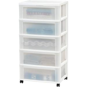imageIRIS USA Plastic Drawer Storage Organizer Rolling Cart with Wheels Casters 4Drawers for Art Craft Supplies Bathroom Dorm Bedroom Laundry Room Wide BlackPearlWhite