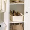 imageIRIS USA 7 Qt Plastic Basket Storage Bins with Lids Small 4Pack Stackable Lidded Storage Organizer Bins for Kitchen Bathroom and Bedroom PearlOff White