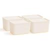 imageIRIS USA 7 Qt Plastic Basket Storage Bins with Lids Small 4Pack Stackable Lidded Storage Organizer Bins for Kitchen Bathroom and Bedroom PearlOff White