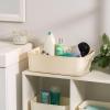 imageIRIS USA 7 Qt Plastic Basket Storage Bins with Lids Small 4Pack Stackable Lidded Storage Organizer Bins for Kitchen Bathroom and Bedroom PearlOff White