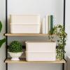 imageIRIS USA 7 Qt Plastic Basket Storage Bins with Lids Small 4Pack Stackable Lidded Storage Organizer Bins for Kitchen Bathroom and Bedroom PearlOff White