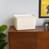 imageIRIS USA 7 Qt Plastic Basket Storage Bins with Lids Small 4Pack Stackable Lidded Storage Organizer Bins for Kitchen Bathroom and Bedroom PearlOff White