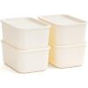 imageIRIS USA 7 Qt Plastic Basket Storage Bins with Lids Small 4Pack Stackable Lidded Storage Organizer Bins for Kitchen Bathroom and Bedroom PearlOff White