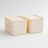 imageIRIS USA 7 Qt Plastic Basket Storage Bins with Lids Small 4Pack Stackable Lidded Storage Organizer Bins for Kitchen Bathroom and Bedroom PearlOff White