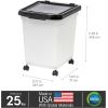 imageIRIS USA Airtight Dog Food Storage Container 25 lbs Removable Wheels for Dog Cat Bird and Other Pets Food Storage Bin Keep Fresh Made in USA ClearDark GrayPearlBlack
