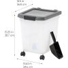imageIRIS USA Airtight Dog Food Storage Container 25 lbs Removable Wheels for Dog Cat Bird and Other Pets Food Storage Bin Keep Fresh Made in USA ClearDark GrayClearDark Gray