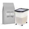 imageIRIS USA Airtight Dog Food Storage Container 25 lbs Removable Wheels for Dog Cat Bird and Other Pets Food Storage Bin Keep Fresh Made in USA ClearDark GrayPearlBlack