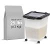 imageIRIS USA Airtight Dog Food Storage Container 25 lbs Removable Wheels for Dog Cat Bird and Other Pets Food Storage Bin Keep Fresh Made in USA ClearDark GrayPearlBlack