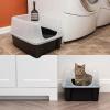 imageIRIS USA Cat Litter Box with High Walls and Handles Made with Flexible Plastic Sage GreenBlack