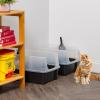 imageIRIS USA Cat Litter Box with High Walls and Handles Made with Flexible Plastic Sage GreenBlack