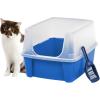 imageIRIS USA Cat Litter Box with High Walls and Handles Made with Flexible Plastic Sage GreenBlue