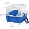 imageIRIS USA Cat Litter Box with High Walls and Handles Made with Flexible Plastic Sage GreenBlue