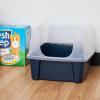 imageIRIS USA Cat Litter Box with High Walls and Handles Made with Flexible Plastic Sage GreenNavy