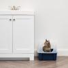 imageIRIS USA Cat Litter Box with High Walls and Handles Made with Flexible Plastic Sage GreenNavy