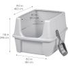 imageIRIS USA Cat Litter Box with High Walls and Handles Made with Flexible Plastic Sage GreenSilver