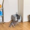 imageIRIS USA Cat Litter Box with High Walls and Handles Made with Flexible Plastic Sage GreenSilver