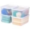 imageIRIS USA 7 Qt Plastic Basket Storage Bins with Lids Small 4Pack Stackable Lidded Storage Organizer Bins for Kitchen Bathroom and Bedroom PearlPearl