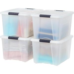imageIRIS USA 6Pack Storage Bins with Lids 6 Quart Shoe Boxes Clear Stackable Containers Organize Shoes Closet Shelves Classroom Organization Teacher Tools Game Storage  BPAFree Plastic40 Qt  4 Pack