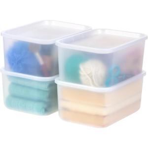 imageIRIS USA 7 Qt Plastic Basket Storage Bins with Lids Small 4Pack Stackable Lidded Storage Organizer Bins for Kitchen Bathroom and Bedroom PearlPearl