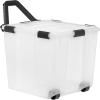 imageIRIS USA 106 Quart WEATHERPRO Wheeled Plastic Storage Bin Tote Organizing Container with Durable Lid and Seal and Secure Latching Buckles ClearBlack 3 PackClear