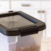 imageIRIS USA Dog Food Storage Container 50 lbs with Removable Rolling Wheels ampamp Included Scoop for Dog Cat Bird and Other Pets Food Storage Bin Keep Fresh Made in USA ClearDark GrayPearlBlack