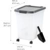 imageIRIS USA Dog Food Storage Container 50 lbs with Removable Rolling Wheels ampamp Included Scoop for Dog Cat Bird and Other Pets Food Storage Bin Keep Fresh Made in USA ClearDark GrayClearDark Gray