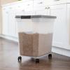 imageIRIS USA Dog Food Storage Container 50 lbs with Removable Rolling Wheels ampamp Included Scoop for Dog Cat Bird and Other Pets Food Storage Bin Keep Fresh Made in USA ClearDark GrayClearDark Gray