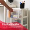 imageIRIS USA Plastic 3Drawer Storage Organizer Rolling Cart with Wheels Casters 2Pack for Classroom Art Supplies Bathroom Dorm Bedroom Laundry Room Slim Narrow WhiteClearWhite