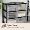 imageIRIS USA Plastic 3Drawer Storage Organizer Rolling Cart with Wheels Casters 2Pack for Classroom Art Supplies Bathroom Dorm Bedroom Laundry Room Slim Narrow WhiteClearBlack