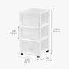 imageIRIS USA Plastic 3Drawer Storage Organizer Rolling Cart with Wheels Casters 2Pack for Classroom Art Supplies Bathroom Dorm Bedroom Laundry Room Slim Narrow WhiteClearWhite