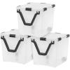 imageIRIS USA 106 Quart WEATHERPRO Wheeled Plastic Storage Bin Tote Organizing Container with Durable Lid and Seal and Secure Latching Buckles ClearBlack 3 PackClear