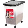 imageIRIS USA Dog Food Storage Container 50 lbs with Removable Rolling Wheels ampamp Included Scoop for Dog Cat Bird and Other Pets Food Storage Bin Keep Fresh Made in USA ClearDark GrayBlack