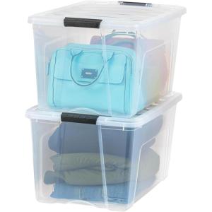 imageIRIS USA 2Pack Storage Bins with Lids 72 Quart Made in USA Stackable SeeThrough Organizing Solution Latches Durable Nestable Containers Secure Pull Handle BPAFree Plastic72 Qt  2 Pack