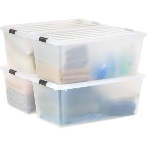 imageIRIS USA 2Pack Storage Bins with Lids 72 Quart Made in USA Stackable SeeThrough Organizing Solution Latches Durable Nestable Containers Secure Pull Handle BPAFree Plastic91 Qt  4 Pack