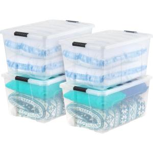 imageIRIS USA 2Pack Storage Bins with Lids 72 Quart Made in USA Stackable SeeThrough Organizing Solution Latches Durable Nestable Containers Secure Pull Handle BPAFree Plastic94 Qt  4 Pack