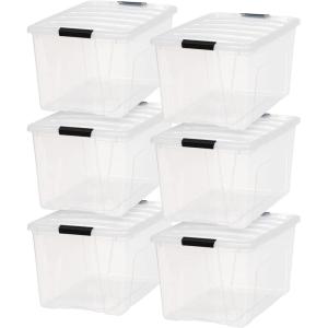 imageIRIS USA 2Pack Storage Bins with Lids 72 Quart Made in USA Stackable SeeThrough Organizing Solution Latches Durable Nestable Containers Secure Pull Handle BPAFree Plastic72 Qt  6 Pack
