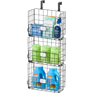 imageIRIS USA 6Cube Modular Wire Cube Storage Organizer Adjustable ampamp Expandable Metal Shelving for Closet Bathroom ampamp Home Storage Stackable Wire Grid 60 lb Capacity BlackHanging Basket  3 Pack