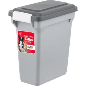 imageIRIS USA Dog Food Storage Container Airtight Lid 2Cup Scoop Up to 13 Pounds Pet Food Storage Versatile Pet Food Bin Treats BPA Free Dark GrayGrayDark Gray