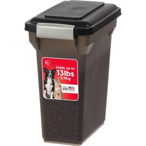 imageIRIS USA Dog Food Storage Container Airtight Lid 2Cup Scoop Up to 13 Pounds Pet Food Storage Versatile Pet Food Bin Treats BPA Free Dark GraySmokeBlack