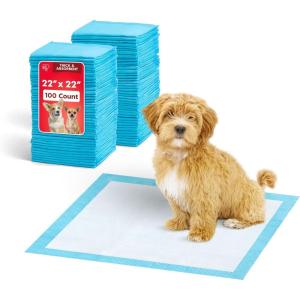 imageIRIS USA Pee Pads for Dogs  Puppy Essentials Dog Pads Quick Dry Leak Proof Thick Absorbent 6Layer Design for Potty Training Regular Size 22quot x 22quot 100 Count