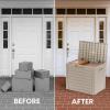 imageIRIS USA 35Gallon Outdoor Deck Storage Box Lockable ampamp UVProtected WeatherResistant Patio Storage for Cushions Garden Tools ampamp Packages Waterproof Resin Durable ampamp Stylish Design  Beige