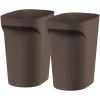 imageIRIS USA 6 Gallon  24 Quart Trash Garbage Cans Plastic Wastebasket Set 3Pack for Home Office Kitchen Bedroom Bathroom with Handles Made with Recycled Materials Eco Friendly Sustainable NavyBrown