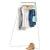 imageIRIS USA Clothes Rack for Hanging Clothes with Bottom Wood Shelf Freestanding Clothing Rack Easy to Assemble Garment Rack Metal Sturdy Design Multipurpose Small Space Storage Solution WhiteWhite