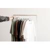 imageIRIS USA Clothes Rack for Hanging Clothes with Bottom Wood Shelf Freestanding Clothing Rack Easy to Assemble Garment Rack Metal Sturdy Design Multipurpose Small Space Storage Solution WhiteWhite