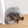 imageIRIS USA Corner Cat Litter Box Enclosed with Scoop  Privacy and Easy Access for Cleaning Odor Defensive Hooded Litter Tray Sturdy Stain Resisting Plastic Fits in Most Corners GrayGray